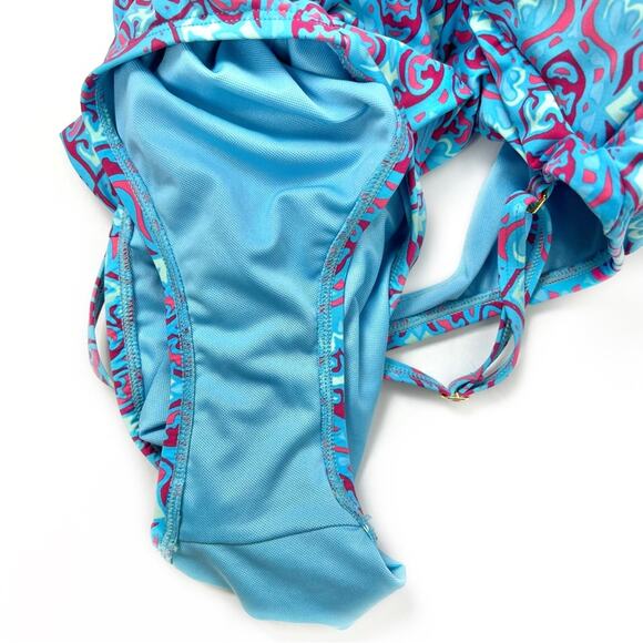 Bleu Rod Beattie St. Tropez Printed Plunge Halter One-Piece Swimsuit 8 - Picture 4 of 8